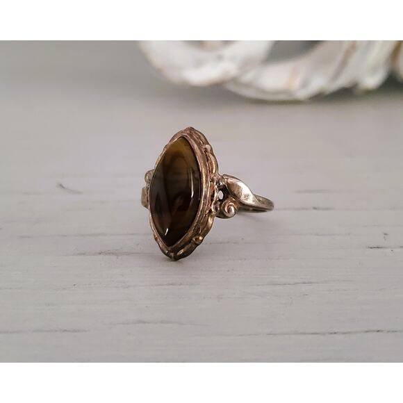Vintage Sterling Silver Tiger's Eye Ring - Picture 2 of 6